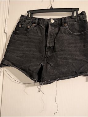 Zara Black Distressed Denim Cutoff Shorts